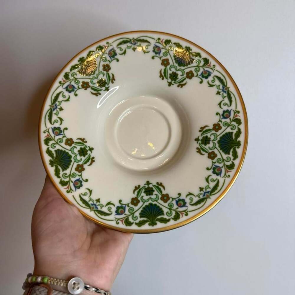 Lenox Footed Dish Floral Scroll 24K Gold Trim Fine China Made in USA
